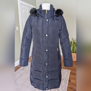 Lauren Ralph Lauren Women's Down Parka Coat Hooded Zip Front Navy Blue Size S
